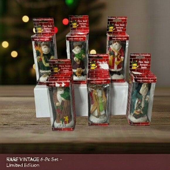RARE Vintage Limited Edition 6-Pc Santa Claus Porcelain Ornament Set Collectable - Picture 13 of 16